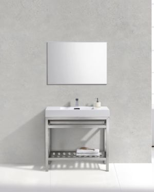 Cisco 36″ Stainless Steel Console w/ White Acrylic Sink – Chrome