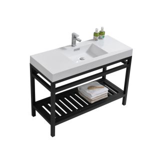 Cisco 48" Stainless Steel Console w/ White Acrylic Sink - Matte Black