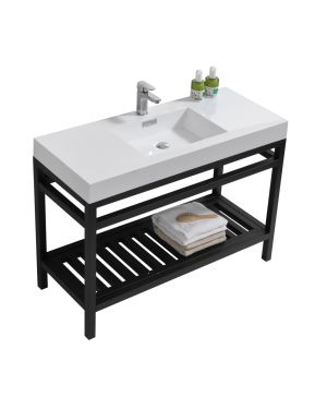 Cisco 48″ Stainless Steel Console w/ White Acrylic Sink – Matte Black