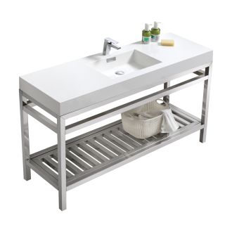 Cisco 60" Single Sink Stainless Steel Console w/ White Acrylic Sink - Chrome