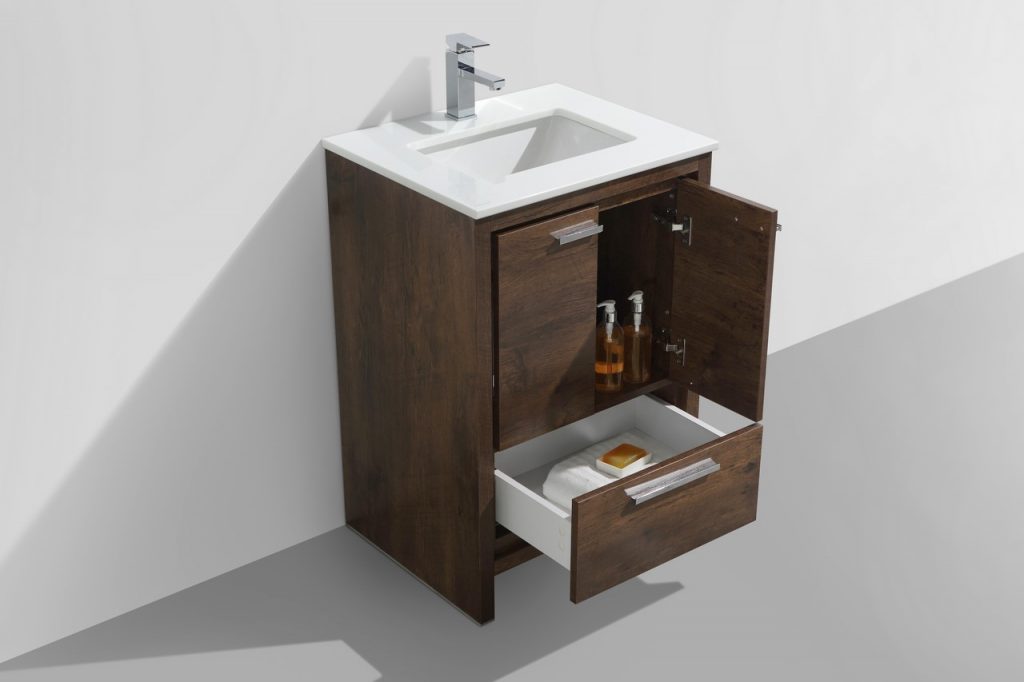 KubeBath Dolce 24″ Rose Wood Modern Bathroom Vanity