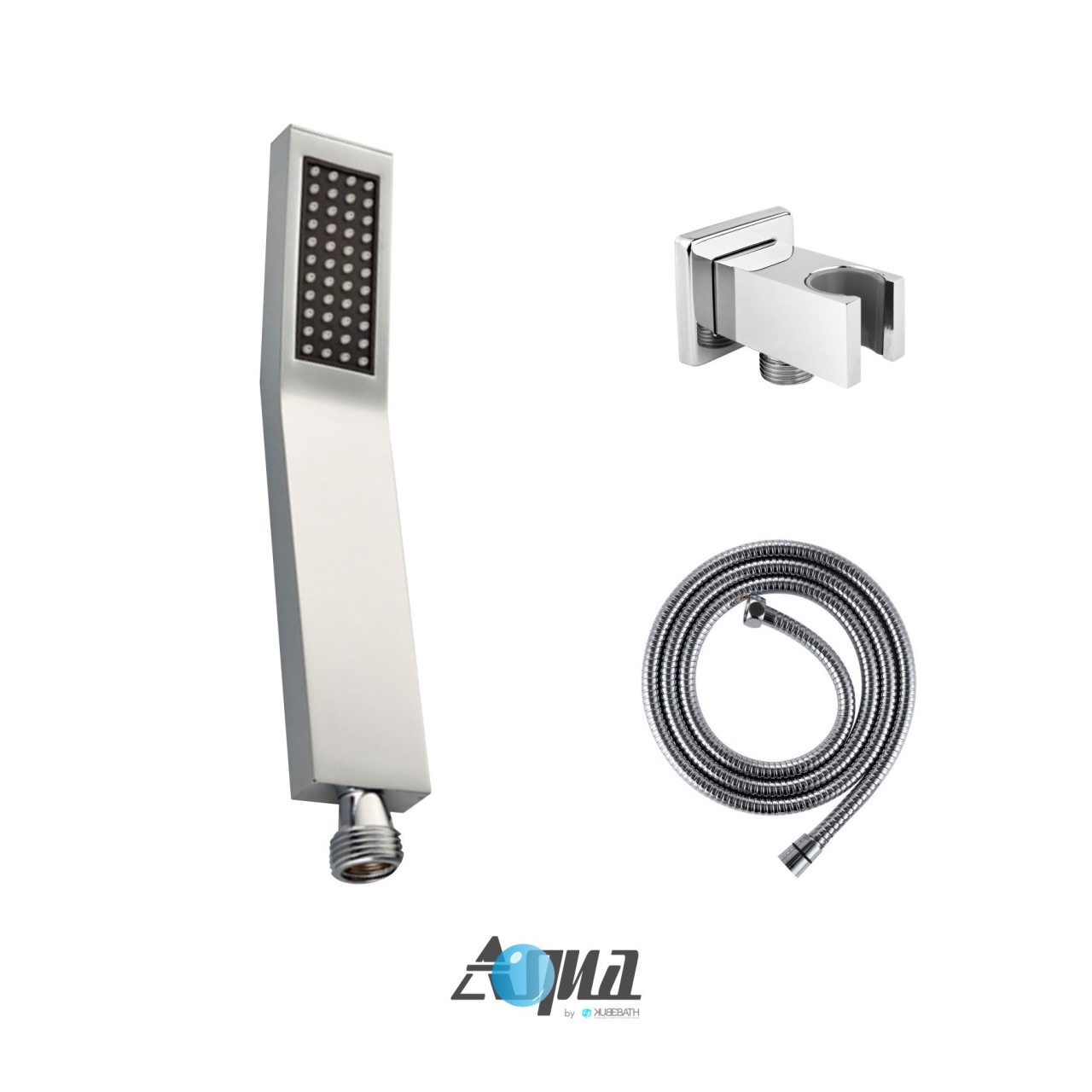 Aqua Piazza Shower Set w/ 8″ Ceiling Mount Square Rain Shower, Handheld and Tub Filler