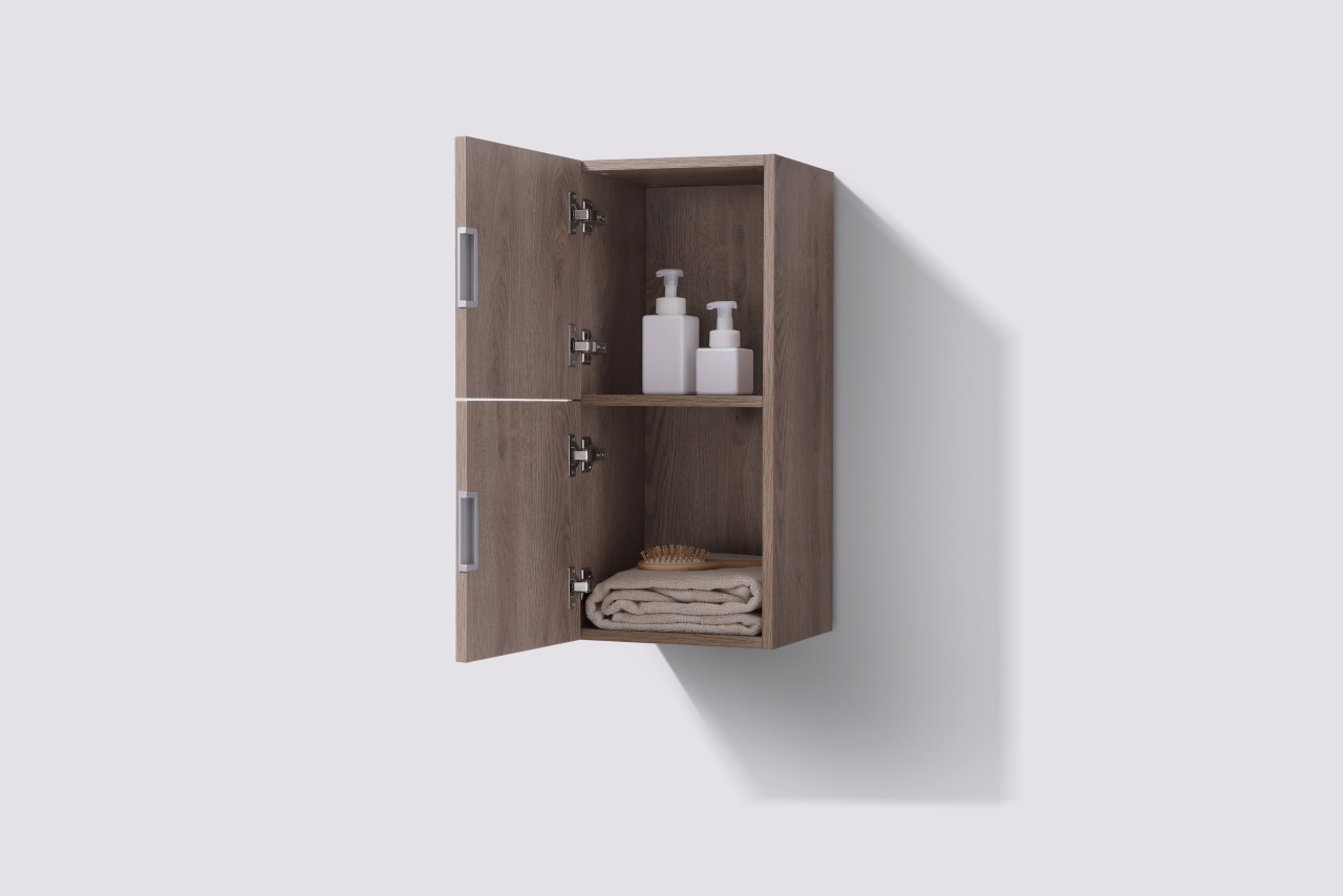 Small Bathroom Butternut Linen Side Cabinet w/ 2 Storage Areas