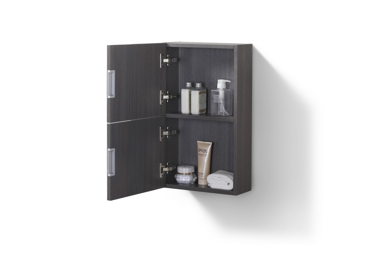 Bathroom Gray Oak Linen Side Cabinet w/ 2 Storage Areas