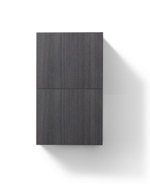 Small Bathroom High Gloss Gray Oak Linen Side Cabinet w/ 2 Storage Areas