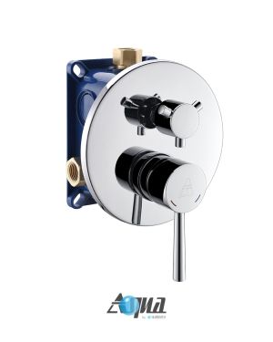 Aqua Rondo by KubeBath 3-Way Rough-In Valve W/ Cover Plate, Handle and Diverter