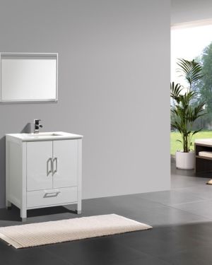 Anziano 30″ High Gloss White Vanity w/ White Countertop and Undermount Sink