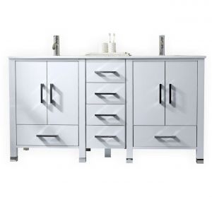 Anziano 72" High Gloss White Double Sink Vanity w/ White Countertop