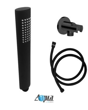 Aqua Rondo by KubeBath Handheld Kit With Handheld, 5′ Long Hose and Wall Adapter – Black
