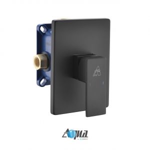 Aqua Piazza by KubeBath 1-Way Rough-In Valve W/ Cover Plate and Handle - Matte Black