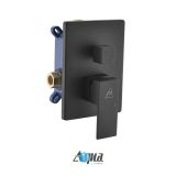 Aqua Piazza by KubeBath 2-Way Rough-In Valve W/ Cover Plate, Handle and Diverter - Matte Black