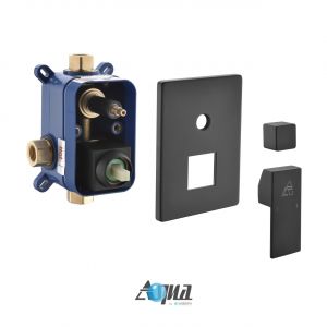 Aqua Piazza by KubeBath 2-Way Rough-In Valve W/ Cover Plate, Handle and Diverter - Matte Black