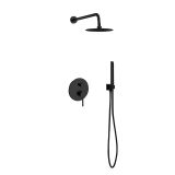 Aqua Rondo Black Shower Set w/ 8" Rain Shower and Handheld