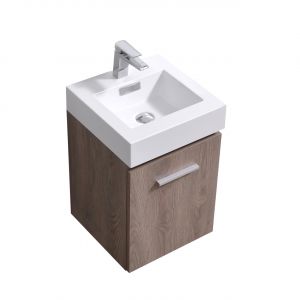 Bliss 16" Butternut Wall Mount Modern Bathroom Vanity