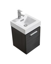 Bliss 16″ Gray Oak Wall Mount Modern Bathroom Vanity
