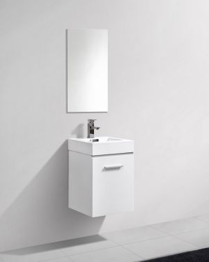 Bliss 16″ High Gloss White Wall Mount Modern Bathroom Vanity