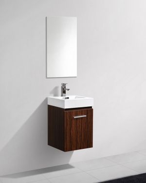 Bliss 16″ Walnut Wall Mount Modern Bathroom Vanity