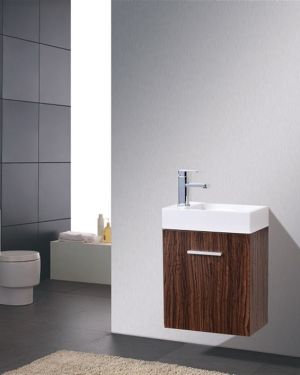 Bliss 18″ Walnut Wall Mount Modern Bathroom Vanity