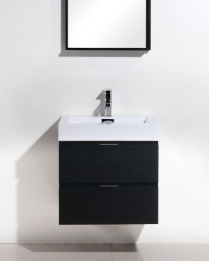 Bliss 24″ Black Wall Mount Modern Bathroom Vanity