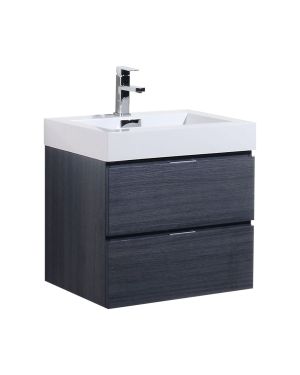 Bliss 24″ Gray Oak Wall Mount Modern Bathroom Vanity