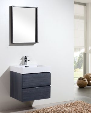 Bliss 24″ Gray Oak Wall Mount Modern Bathroom Vanity