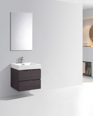 Bliss 24″ High Gloss Gray Oak Wall Mount Modern Bathroom Vanity