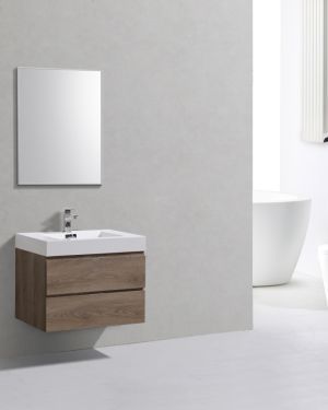 Bliss 30″ Butternut Wall Mount Modern Bathroom Vanity