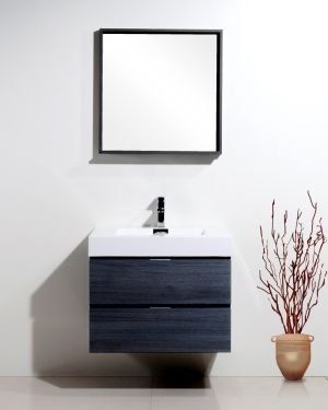 Bliss 30″ Gray Oak Wall Mount Modern Bathroom Vanity