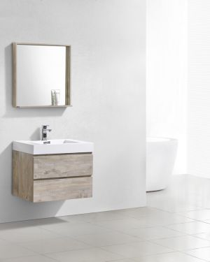 Bliss 30″ Nature Wood Wall Mount Modern Bathroom Vanity