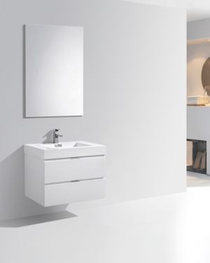 Bliss 30″ High Gloss White Wall Mount Modern Bathroom Vanity