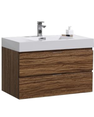 Bliss 36″ Chestnut Wall Mount Modern Bathroom Vanity