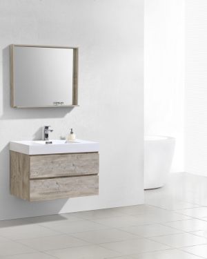 Bliss 36″ Nature Wood Wall Mount Modern Bathroom Vanity