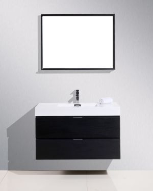 Bliss 40″ Black Wood Wall Mount Modern Bathroom Vanity