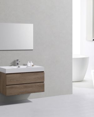 Bliss 40″ Butternut Wall Mount Modern Bathroom Vanity