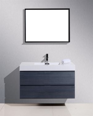 Bliss 40″ Gray Oak Wall Mount Modern Bathroom Vanity