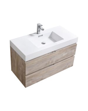 Bliss 40″ Nature Wood Wall Mount Modern Bathroom Vanity