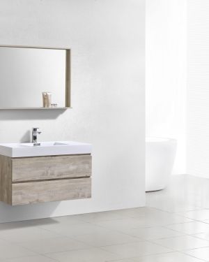 Bliss 40″ Nature Wood Wall Mount Modern Bathroom Vanity