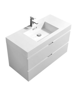 Bliss 40″ High Gloss White Wall Mount Modern Bathroom Vanity