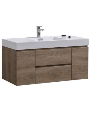 Bliss 48″ Butternut Wall Mount Single Sink Modern Bathroom Vanity