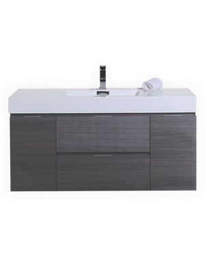Bliss 48″ Gray Oak Wall Mount Single Sink Modern Bathroom Vanity