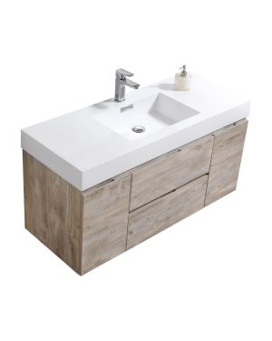 Bliss 48″ Nature Wood Wall Mount Single Sink Modern Bathroom Vanity
