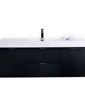 Bliss 60″ Black Wall Mount Single Sink Modern Bathroom Vanity