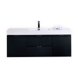 Bliss 60" Black Wall Mount Single Sink Modern Bathroom Vanity