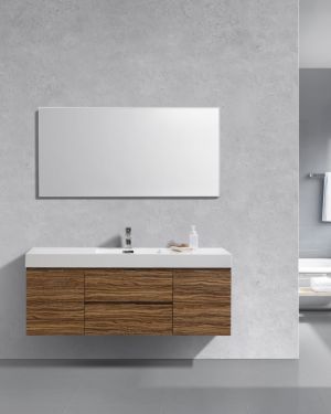 Bliss 60″ Chestnut Wall Mount Single Sink Modern Bathroom Vanity