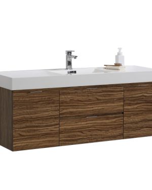 Bliss 60″ Chestnut Wall Mount Single Sink Modern Bathroom Vanity