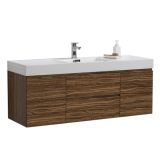 Bliss 60" Chestnut Wall Mount Single Sink Modern Bathroom Vanity