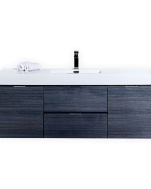 Bliss 60″ Gray Oak Wall Mount Single Sink Modern Bathroom Vanity