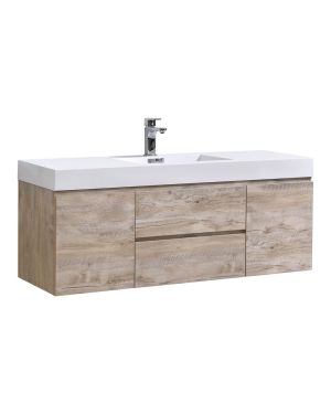 Bliss 60″ Nature Wood Wall Mount Single Sink Modern Bathroom Vanity