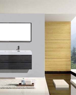 Bliss 72″ Gray Oak Wall Mount Double Sink Modern Bathroom Vanity