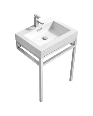 Haus 24″ Stainless Steel Console w/ White Acrylic Sink – Chrome